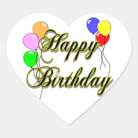 Gelukkige Verjaardag met Ballonnen 2 Hart Sticker (Voorkant)