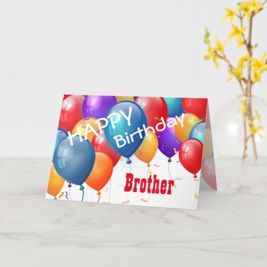Gelukkige Verjaardag met Ballonnen BROER Kaart (Gele Bloem)