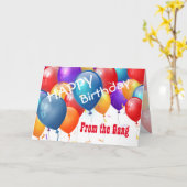 Gelukkige verjaardag met ballonnen van de bende kaart (Gele Bloem)