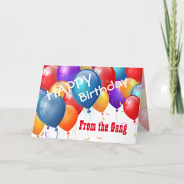 Gelukkige verjaardag met ballonnen van de bende kaart
