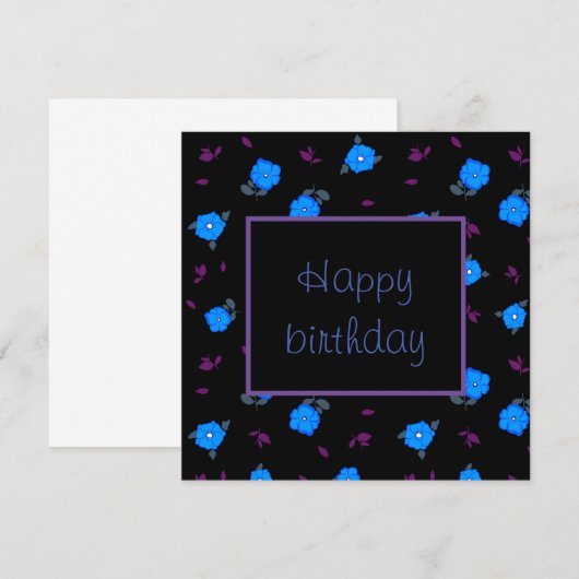 Gelukkige verjaardag met blauwe bloemen (Voorkant / Achterkant)