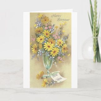gelukkige verjaardag met bloemen in de lucht kaart