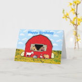 Gelukkige verjaardag met boerderijdieren kaart (Gele Bloem)