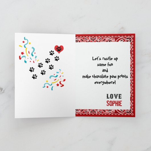 Gelukkige Verjaardag met Border Collie in Red Band Kaart (Binnen)