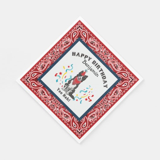 Gelukkige Verjaardag met Border Collie in Red Band Servet (Hoek)