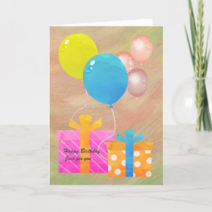 Gelukkige verjaardag met cadeautjes en ballonnen kaart