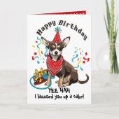 Gelukkige Verjaardag met Chihuahua Hond in Red Ban Kaart (Voorkant)