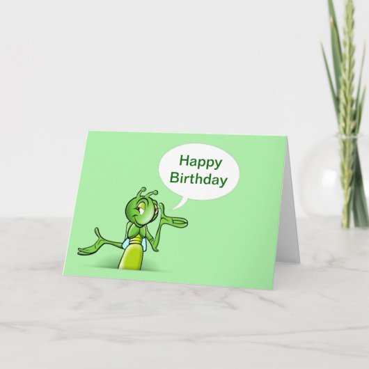 Gelukkige verjaardag met cricket praten kaart (Voorkant)
