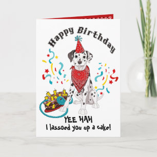 Gelukkige Verjaardag met Dalmatische Hond in Red B Kaart