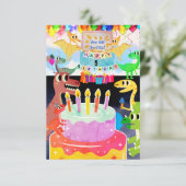 Gelukkige verjaardag met dinosauriërs uitnodiging (Staand voorkant)