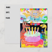 Gelukkige verjaardag met dinosauriërs uitnodiging (Voorkant / Achterkant)