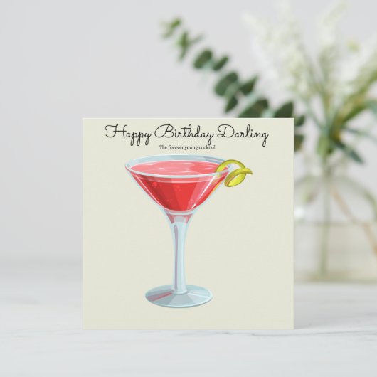 Gelukkige verjaardag met een cocktail (Staand voorkant)