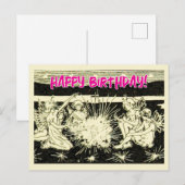 Gelukkige verjaardag met een groep vintage feeën briefkaart (Voorkant / Achterkant)