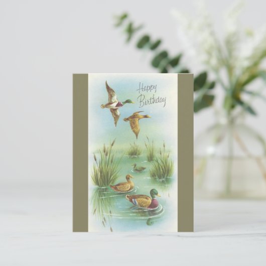  gelukkige verjaardag met eenden briefkaart (Staand voorkant)