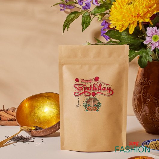 Gelukkige verjaardag met foto Minimal Classic Bedankzakje