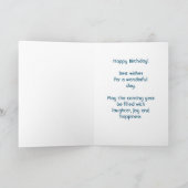 Gelukkige Verjaardag met Gele en Blauwe Waterverve Kaart (Binnen)