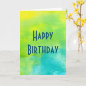 Gelukkige Verjaardag met Gele en Blauwe Waterverve Kaart (Gele Bloem)