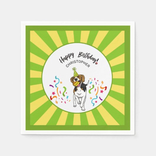 Gelukkige Verjaardag met je Beagle Dog Buddy Party Servet (Voorkant)