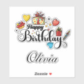 Gelukkige Verjaardag met Jouw naam Kleurrijke Hand Sticker (Vel)