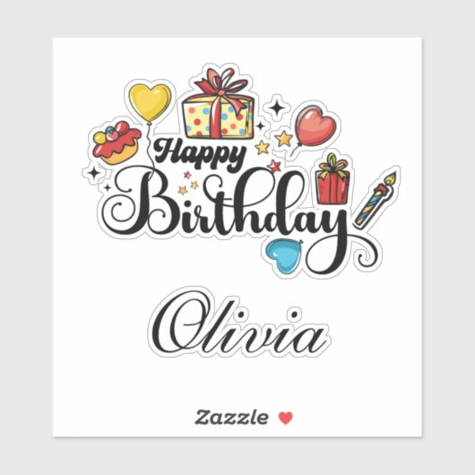 Gelukkige Verjaardag met Jouw naam Kleurrijke Hand Sticker (Vel)