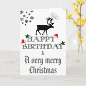 Gelukkige verjaardag met kerstkaart kaart (Gele Bloem)