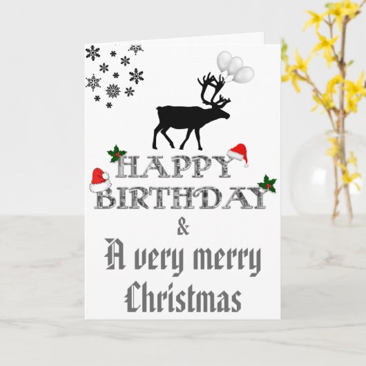 Gelukkige verjaardag met kerstkaart kaart (Gele Bloem)