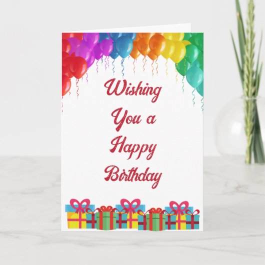 Gelukkige Verjaardag met Kleurrijke Ballonnen & Ca Kaart (Voorkant)