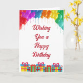 Gelukkige Verjaardag met Kleurrijke Ballonnen & Ca Kaart (Gele Bloem)