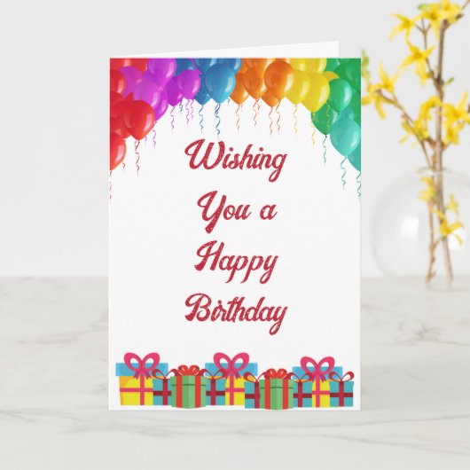 Gelukkige Verjaardag met Kleurrijke Ballonnen & Ca Kaart (Gele Bloem)