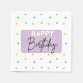 Gelukkige Verjaardag met Kleurrijke Polka Dot Patr Servet (Voorkant)