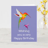 Gelukkige verjaardag met kolibries kaart (Gele Bloem)