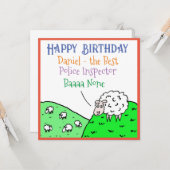 Gelukkige Verjaardag met Leuke Schaap Ontwerp Illu Kaart (Voorkant / Achterkant in situ)