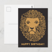 Gelukkige Verjaardag met  Lion Face Drawing Briefkaart (Voorkant / Achterkant)