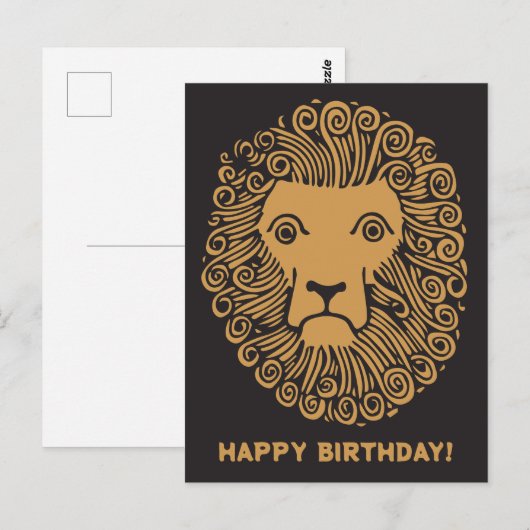 Gelukkige Verjaardag met  Lion Face Drawing Briefkaart (Voorkant / Achterkant)