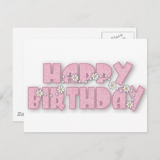 Gelukkige verjaardag met madeliefjes briefkaart (Voorkant / Achterkant)