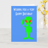 Gelukkige Verjaardag met martian vreemdeling Kaart (Gele Bloem)