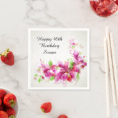 Gelukkige verjaardag met mooie bloemen servet (Insitu)