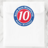 Gelukkige verjaardag met naam en leeftijd 10 ronde sticker (Tas)