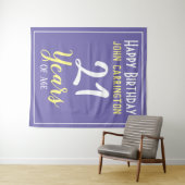 Gelukkige verjaardag met naam en leeftijd 21 jaar wandkleed (In Situ (horizontaal))
