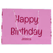 Gelukkige Verjaardag met Naam Roze Bloemen Bloemen Groot Cadeauzakje (Achterkant)