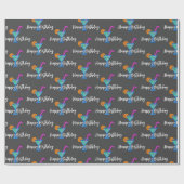 Gelukkige verjaardag met neon cocktail cadeaupapier (Vlak)