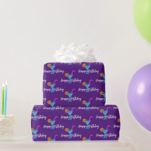 Gelukkige verjaardag met neon cocktail cadeaupapier