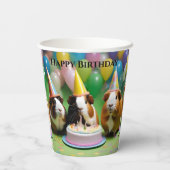 Gelukkige verjaardag met partij cavia's, papieren bekers (Achterkant)