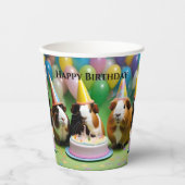 Gelukkige verjaardag met partij cavia's, papieren bekers (Voorkant)