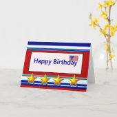 Gelukkige verjaardag met patriottische vlag kaart (Gele Bloem)