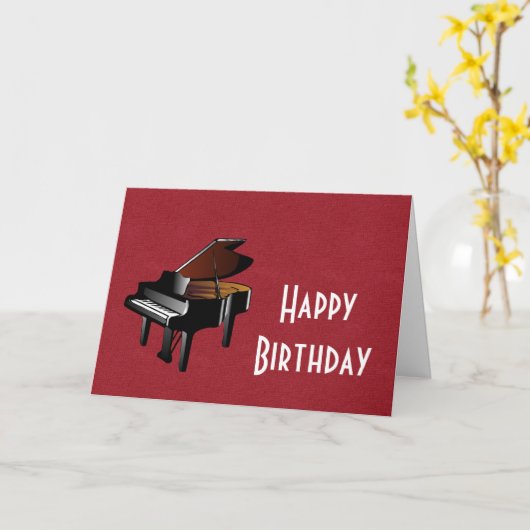 Gelukkige Verjaardag met piano ebbenhout en ivoor Kaart (Gele Bloem)