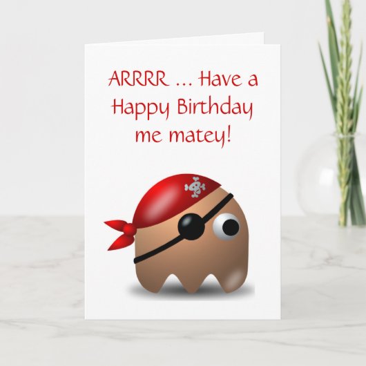 Gelukkige Verjaardag met piraat en ooglapje Kaart (Voorkant)
