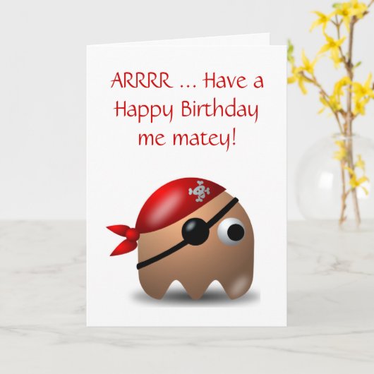Gelukkige Verjaardag met piraat en ooglapje Kaart (Gele Bloem)