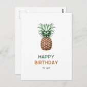 Gelukkige verjaardag met  retro ananas briefkaart (Voorkant / Achterkant)