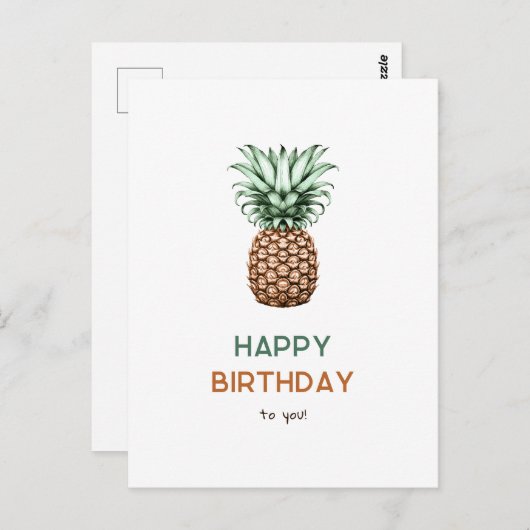 Gelukkige verjaardag met  retro ananas briefkaart (Voorkant / Achterkant)